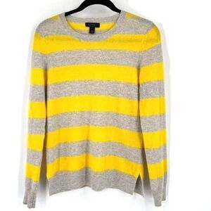 Saks Fifth Avenue Women's Striped Cashmere Pullover Sweater Gray Yellow Small